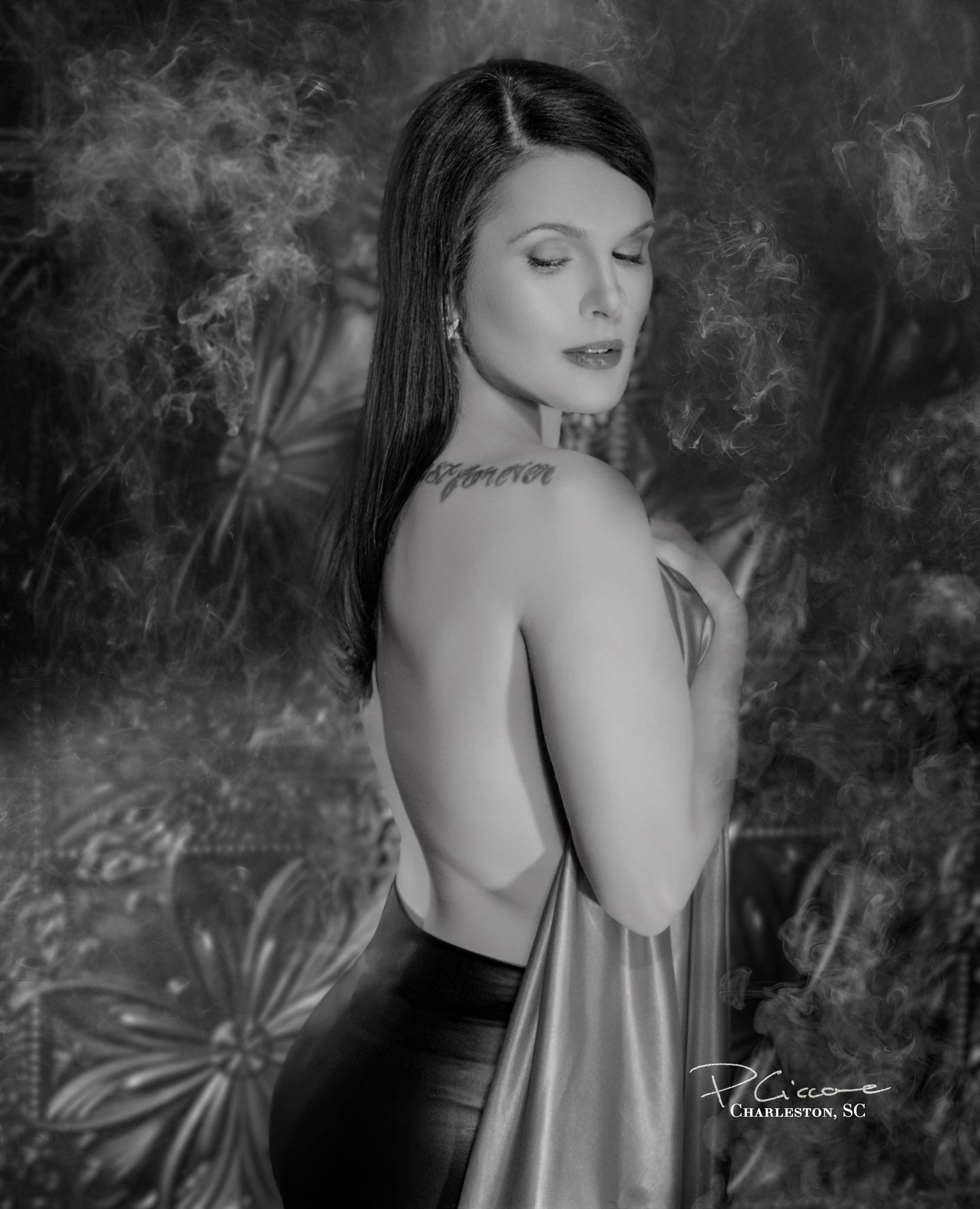 Tasteful implied nude boudoir portrait by Paolo Portraits, Charleston SC